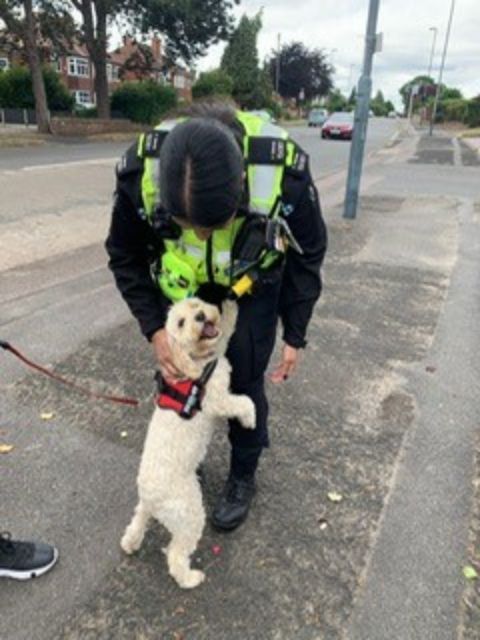 PC Kavhita Sahota meeting an important member of the community