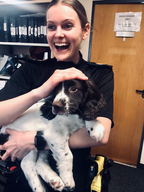 Chloe Lane uniform and dog
