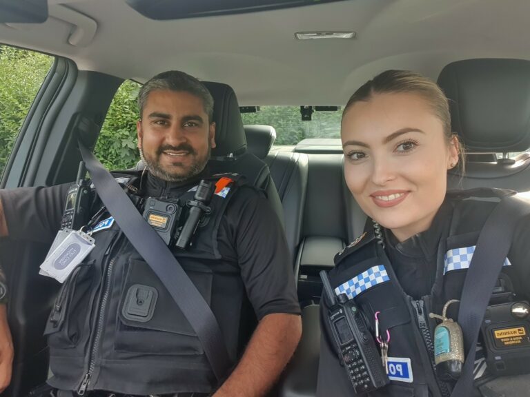 Police Constable Amy Norman and fellow Police Now officer Police Constable Sangwan, working in the community to reduce crime and anti-social behaviour