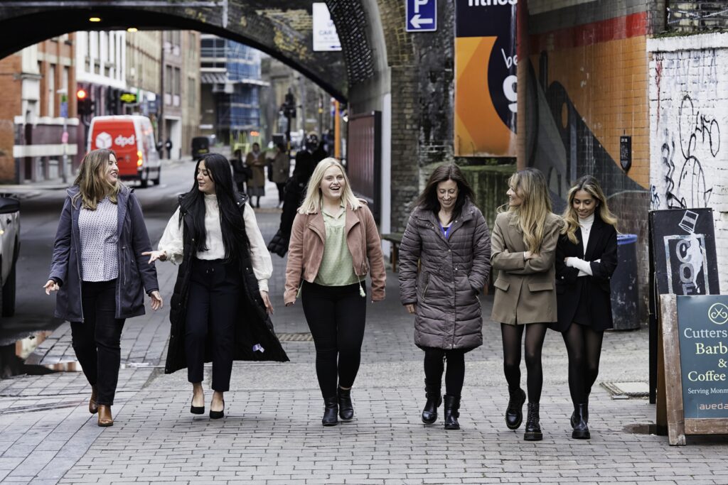 Police Now officers DS Rosanna Walker, PC Innayah Aziz, DC Holie Kerton, PC Rachel Gallimore, PC Ria Ravalia, PC Leigha Ravalia (from left to right)