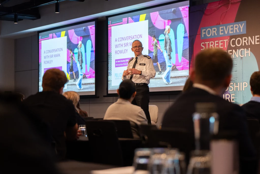 Sir Mark Rowley, Commissioner of the Metropolitan Police Service, at Police Now's National Graduate Leadership Programme Induction event 2024 (credit: Gaetano Di Giacomo)