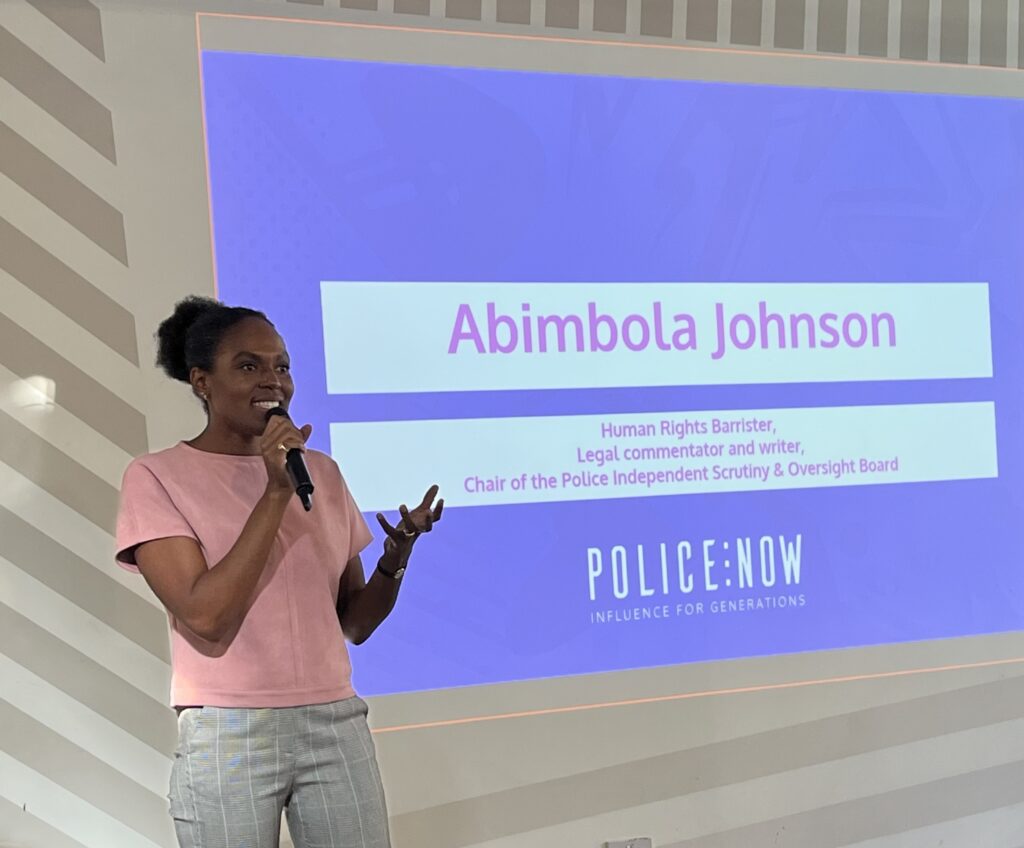 Abimbola Johnson addressing Police Now HQ staff